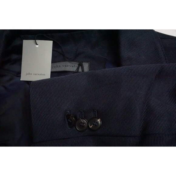 John Varvatos Navy Textured Front Overlapped Sport Coat Jacket Sz 38 Brand New